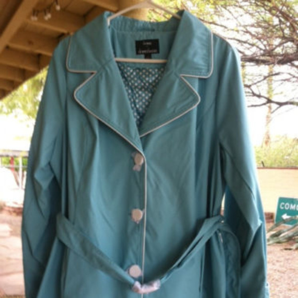 dennis basso Jackets & Blazers - DENNIS by DENNIS BASSO TRENCH RAINCOAT NWOT AQUA